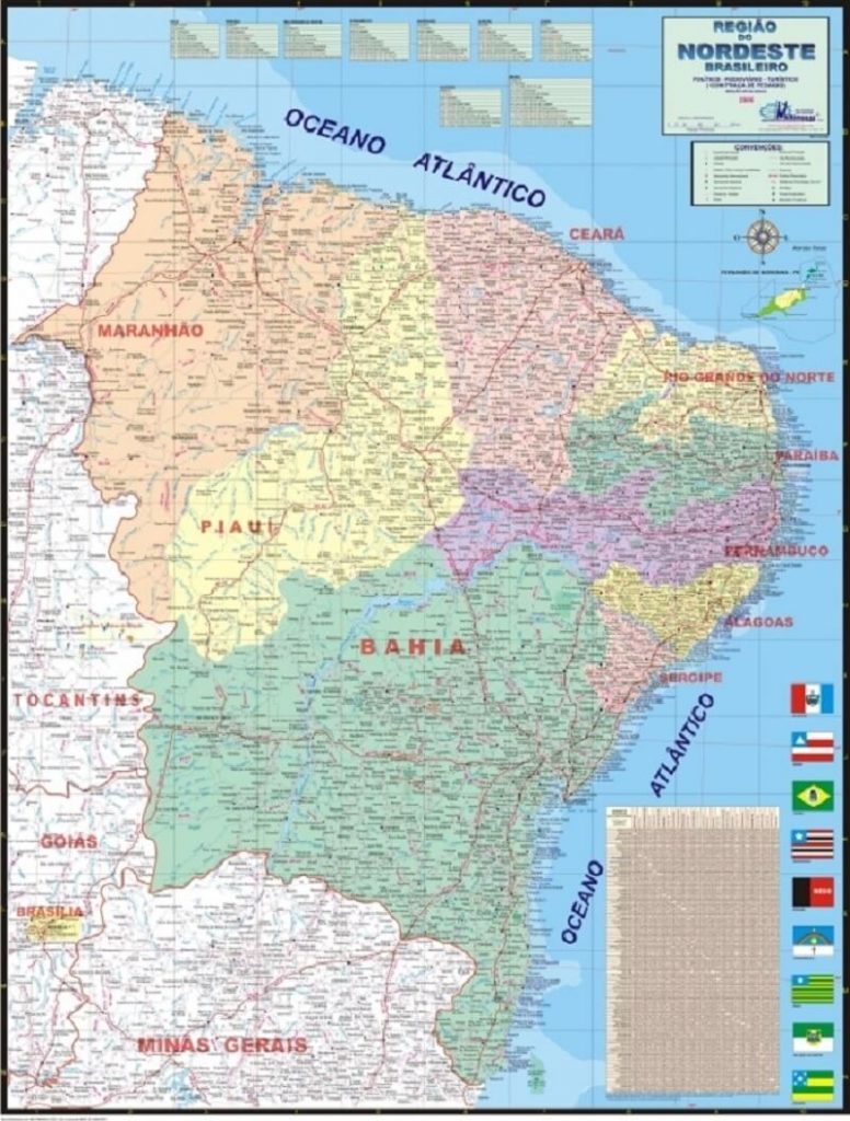 Mapa do Nordeste do Brasil