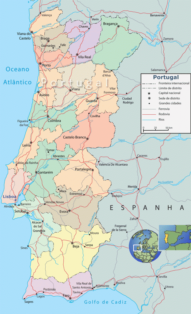 mapa político Portugal