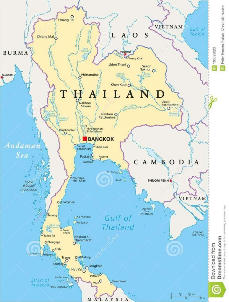 mapa político Tailândia
