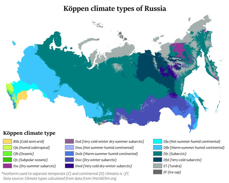 mapa clima Russia