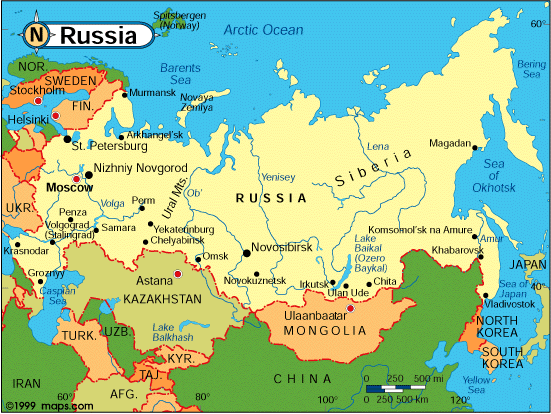 mapa político Russia