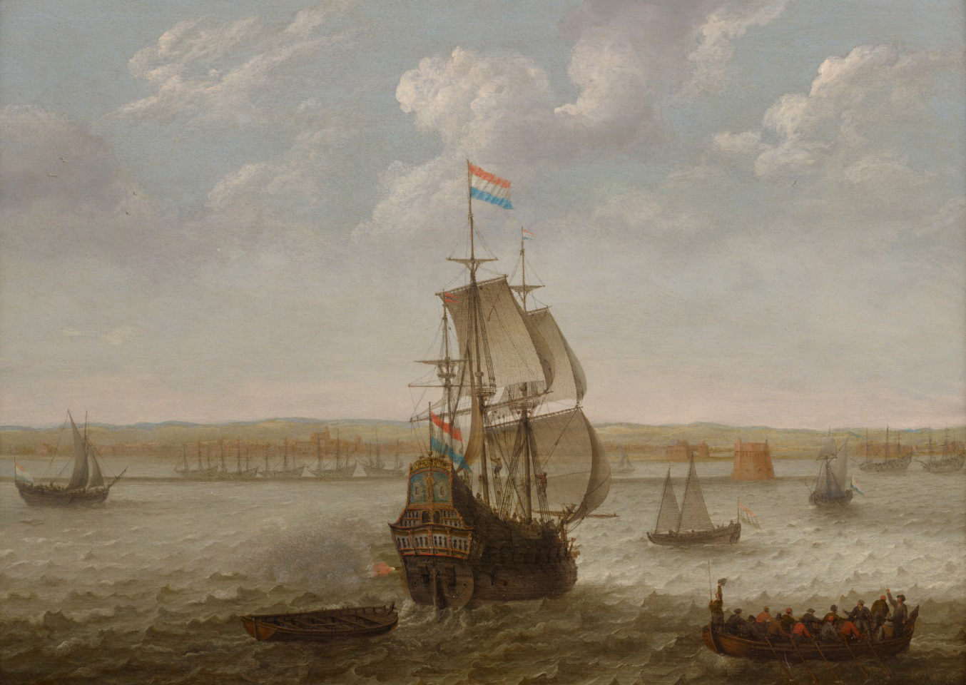 Holandeses no Brasil - Invasões holandesas em Salvador e Pernambuco (Imagem: Pintura 'Navios holandeses na enseada de Recife, Brasil', de Abraham Willaerts - 1640)