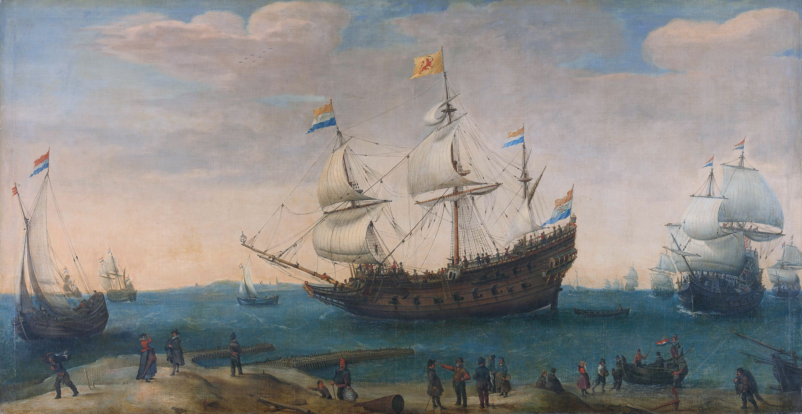 Companhia das Índias Ocidentais - Como surgiu, para que servia e mais! (Imagem: Pintura "East Indiamen off a Coast", de Hendrik Cornelisz Vroom, c. 1600 - c. 1630)